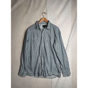 Pelham Mens 2XLT Blue Paisley Cotton Western‎ Long Sleeve Button Down Shirt Tall